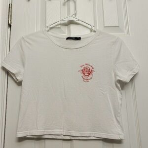Obey Worldwide Propaganda Rose Graphic White Crop Top Tee XS